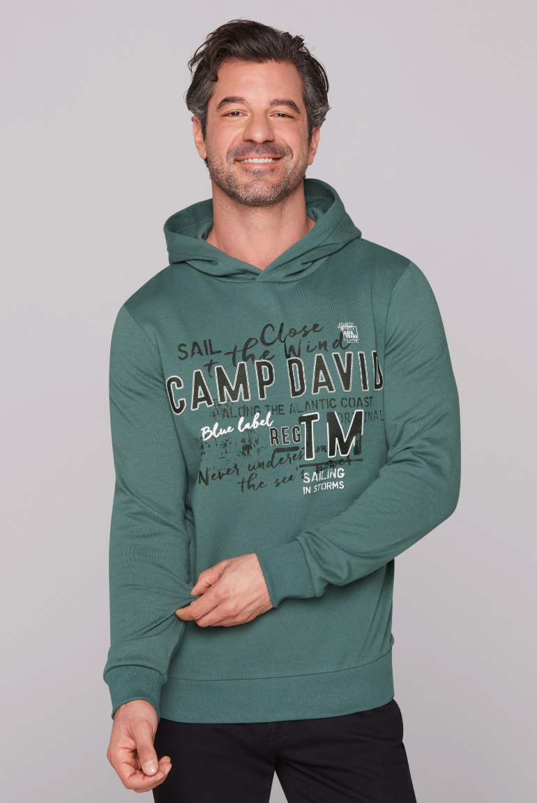 Leichter Hoodie mit Label Print dark sage