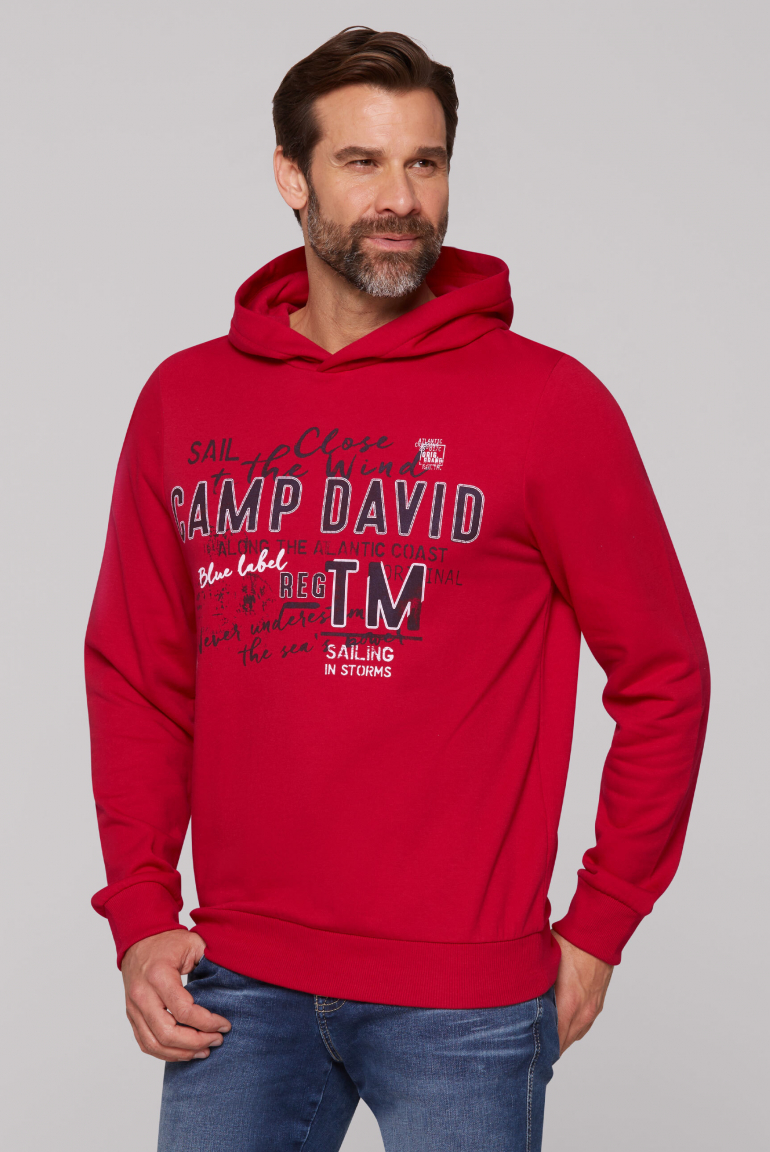 Leichter Hoodie mit Label Print royal red