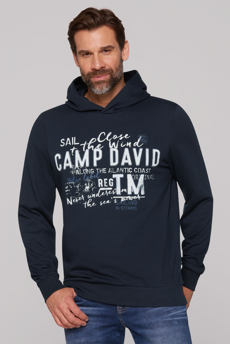 Leichter Hoodie mit Label Print blue navy