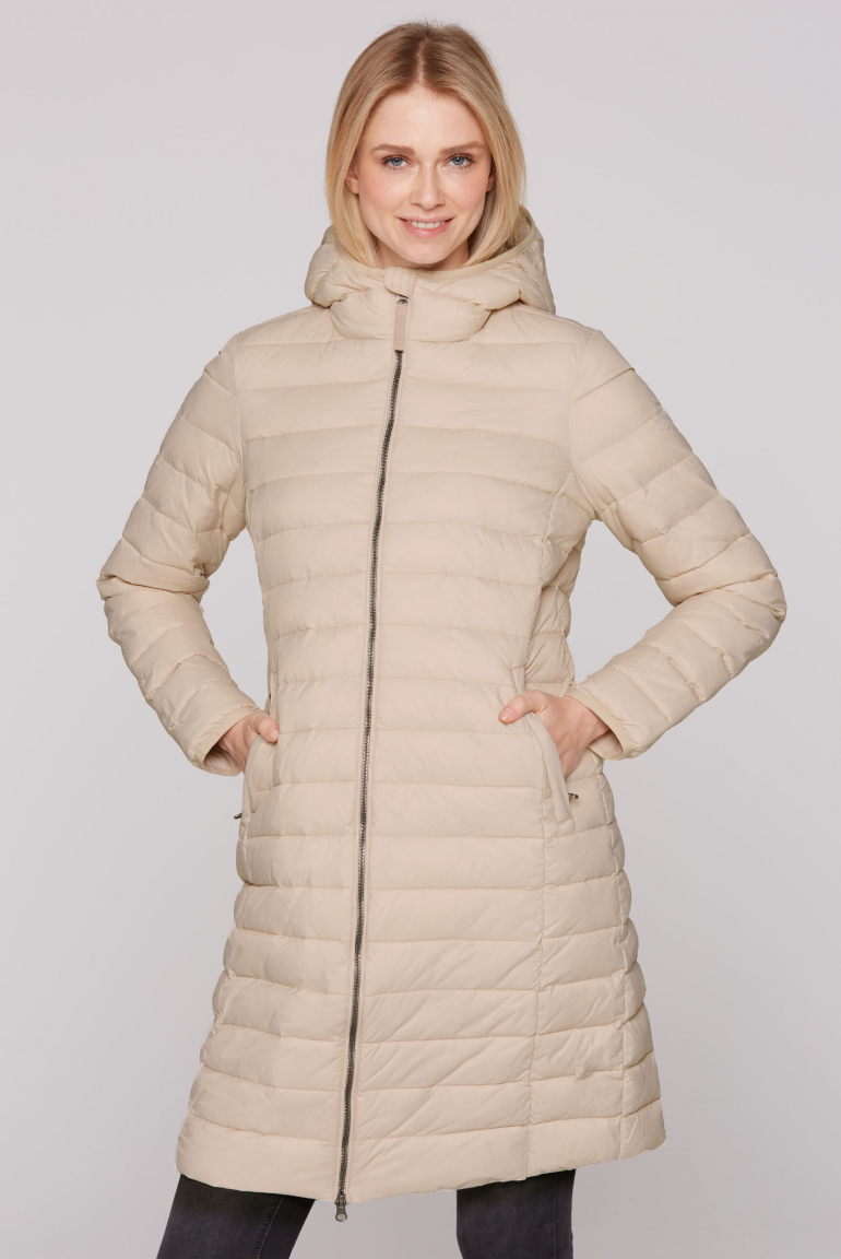 Leichter Steppmantel mit Kapuze chai tea