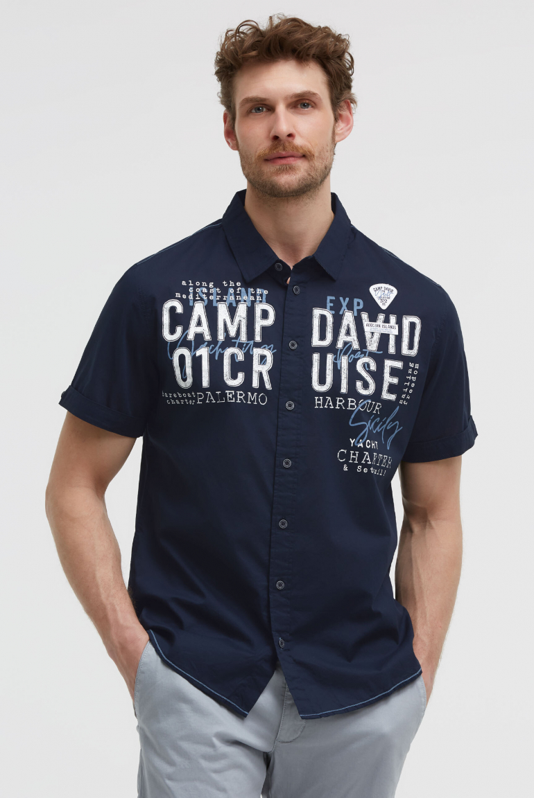 Leichtes Kurzarmhemd mit Logo Artwork blue navy