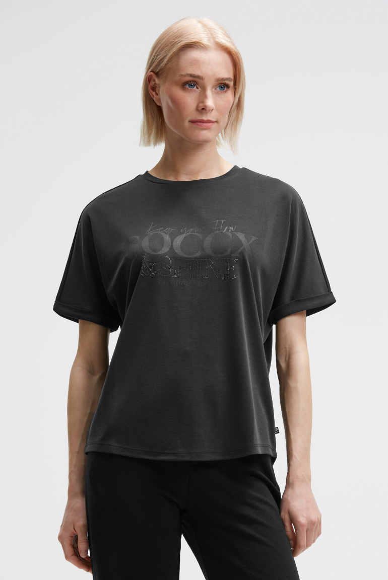 Logo T-Shirt mit Schmucksteinen black
