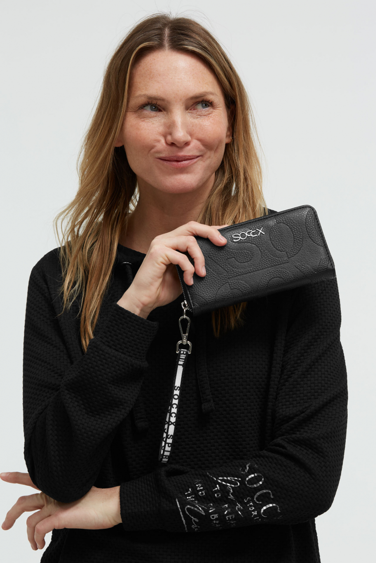 Longbörse mit All-Over-Logo-Prägung black