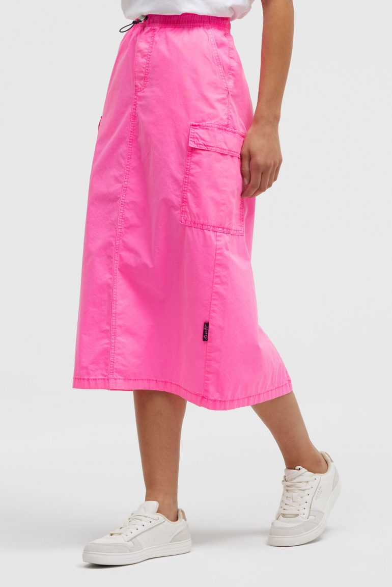 Midirock im Cargo-Stil mit Elastikbund neon magenta