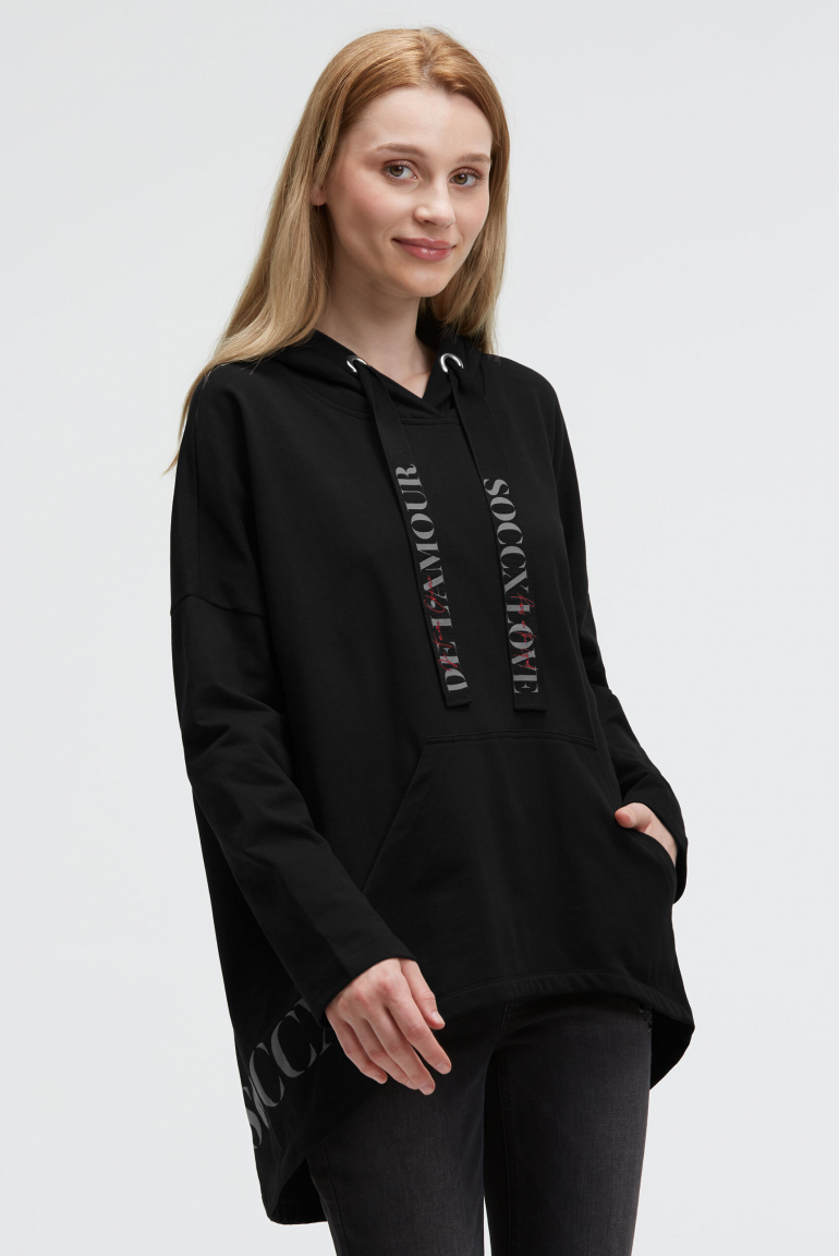 Oversized Hoodie mit Logo Print black