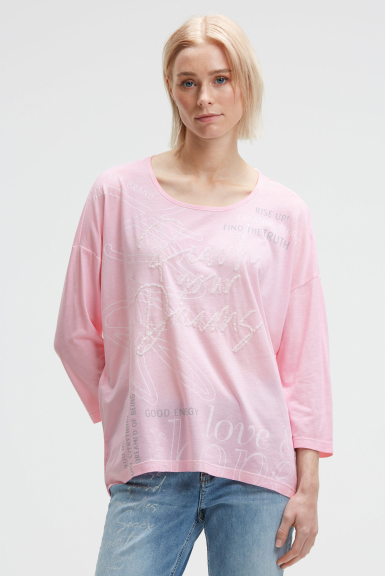 Oversized-Shirt Oil Dyed mit Artwork smooth rose
