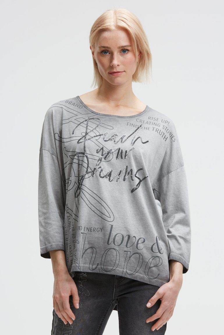 Oversized-Shirt Oil Dyed mit Artwork lunar grey