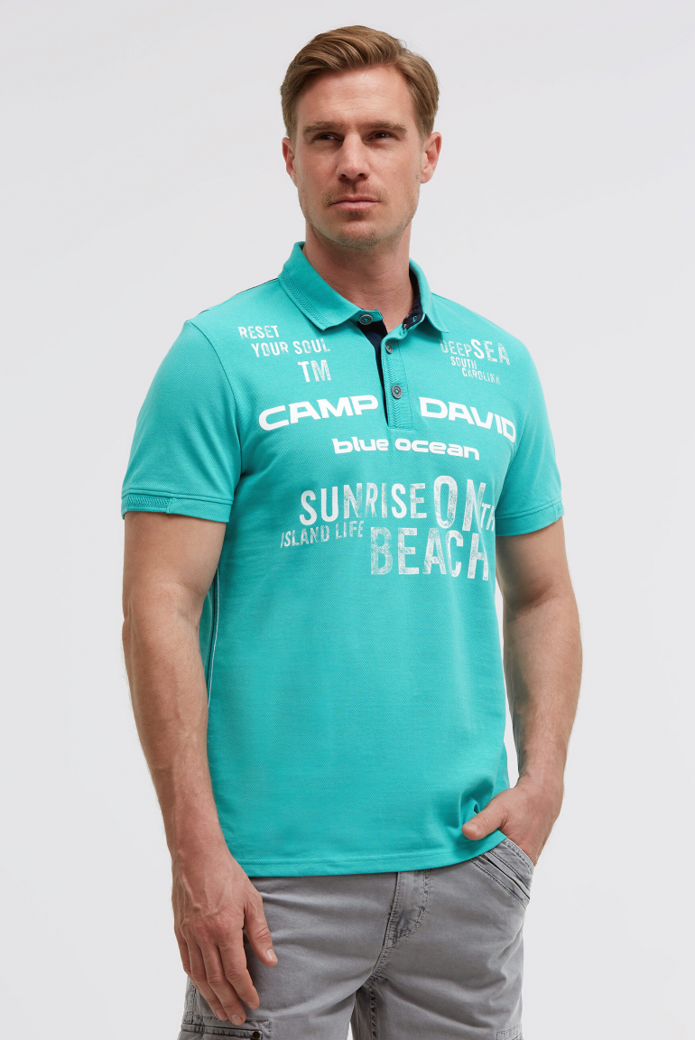 Pikee-Polo Kurzarm mit Rubber Prints island green
