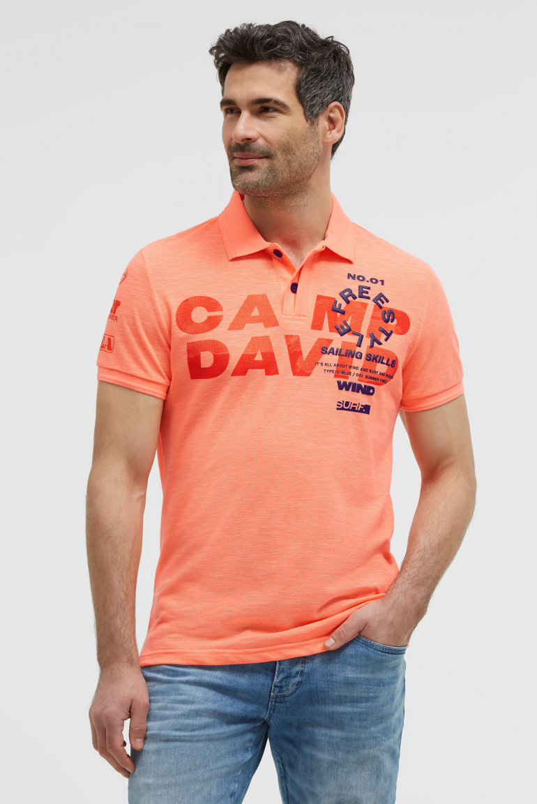 Pikee-Polo mit Artworks und Puffprint-Details neon flame