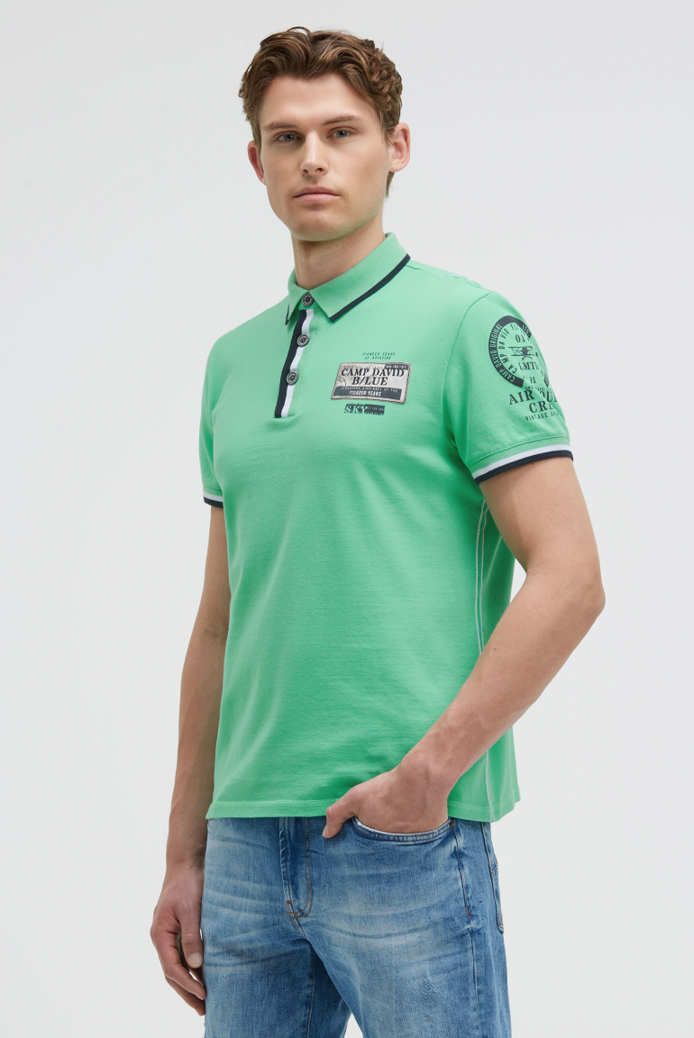 Pikee-Polo mit Prints und Patches flight green
