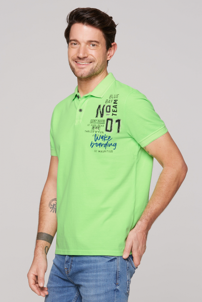 Poloshirt aus Pikee mit Label Prints neon green