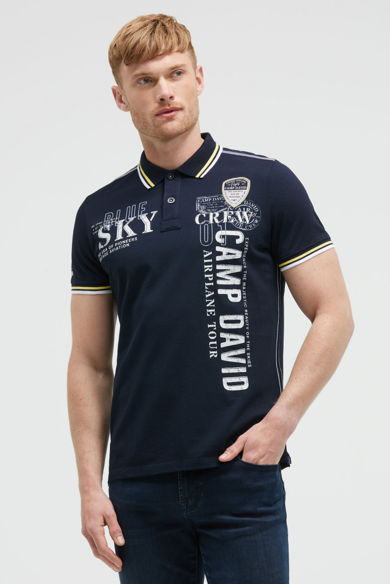 Poloshirt aus Pikee mit Logo Artworks blue navy