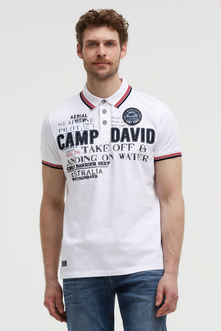 Poloshirt Kurzarm mit Logo-Applikationen opticwhite