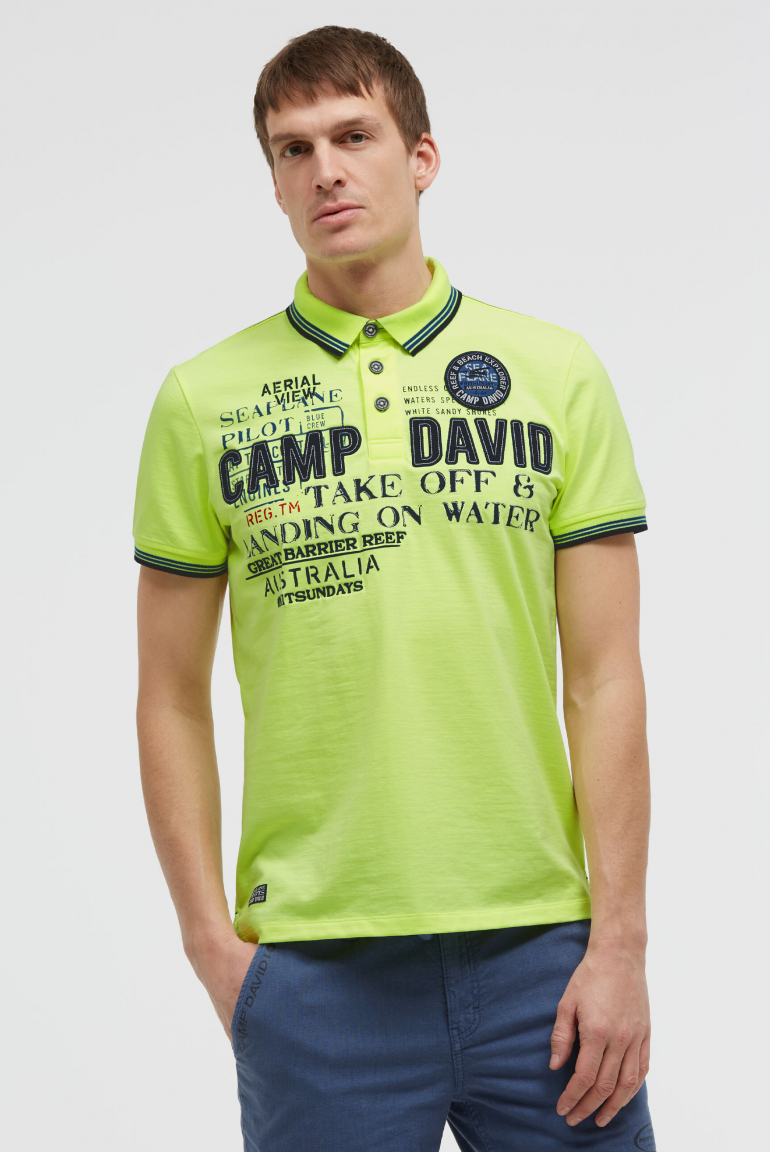 Poloshirt Kurzarm mit Logo-Applikationen neon lime