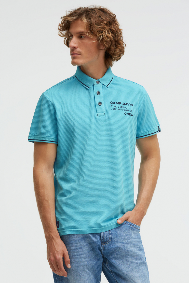 Poloshirt Kurzarm mit Struktur-Details aqua