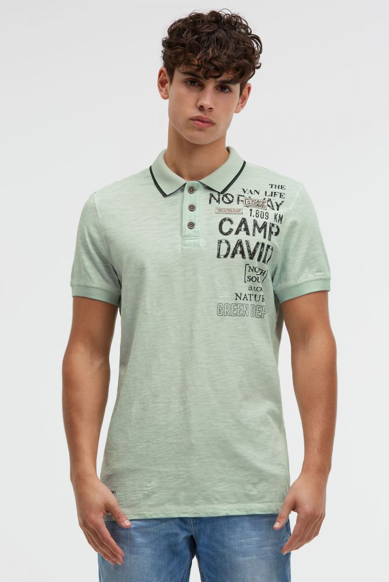 Poloshirt mit Vintage Prints faded mint