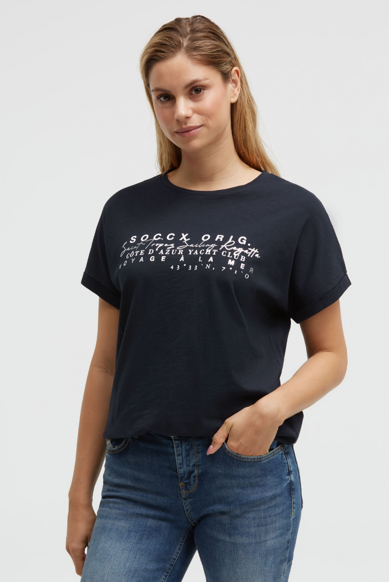 Rundhalsshirt mit Label Print