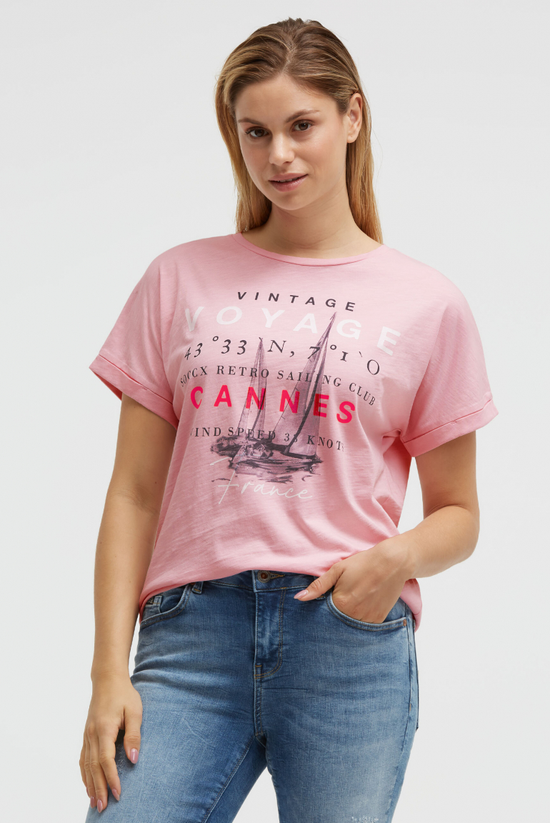 Rundhalsshirt mit Label Print