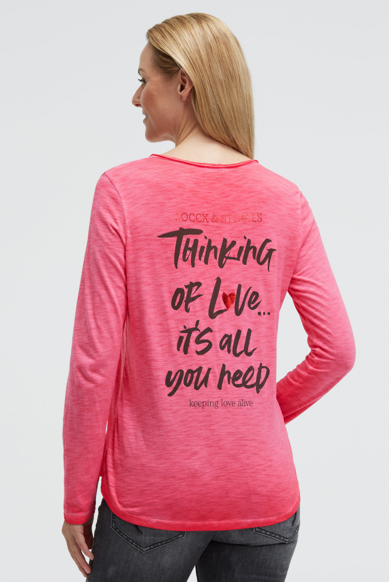 Serafino-Shirt mit Rücken-Print lovely red