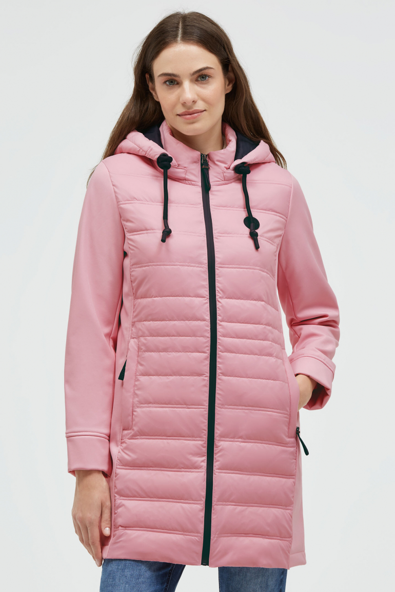 Softshell-Parka mit Kapuze im tonigen Materialmix french rose