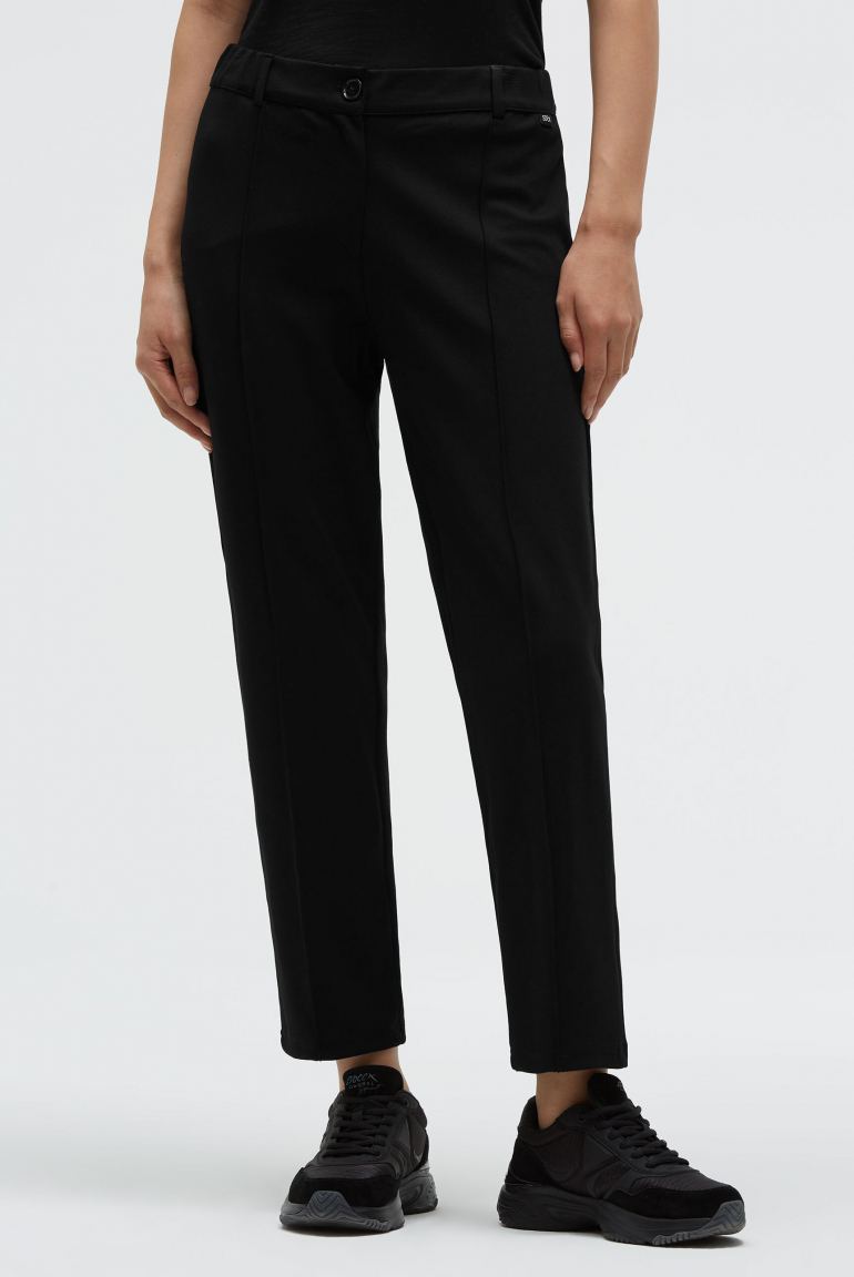 Stoffhose aus Interlock mit Biesen black