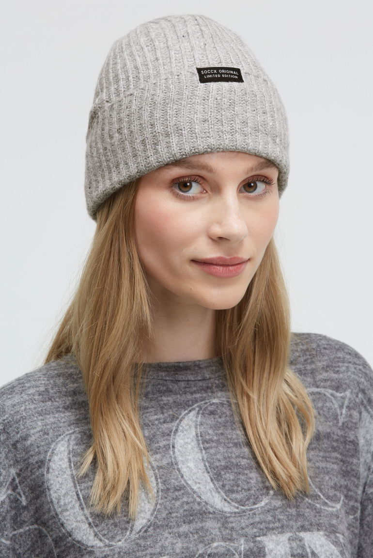 Strickmütze mit Mini-Pailletten grey melange