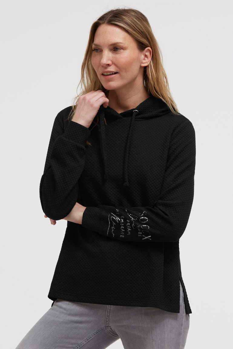 Strukturierter Hoodie mit Seitenschlitzen black