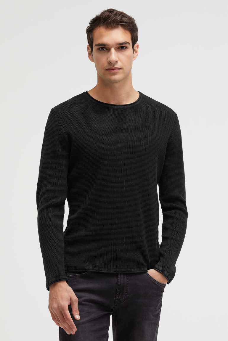 Strukturierter Pullover Stone Washed black