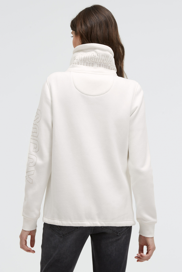 Sweatjacke mit hohem Kragen und Puffprints ivory