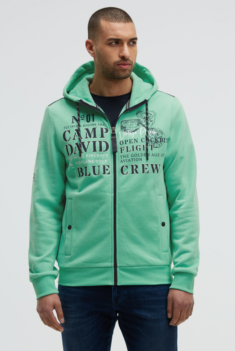 Sweatjacke mit Kapuze und Logo Artworks flight green