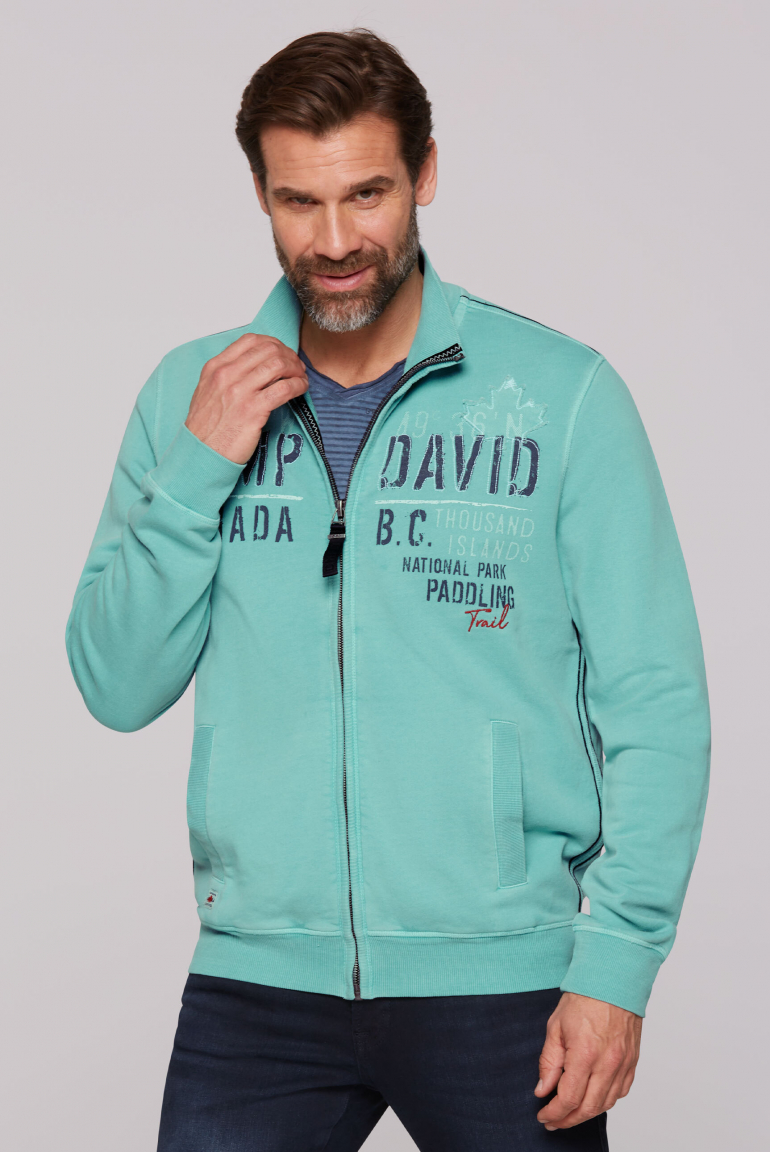 Sweatjacke mit Logo-Applikationen cool jade