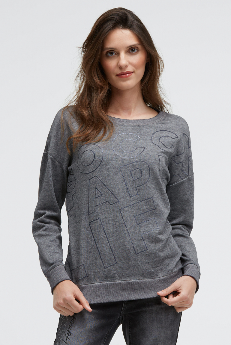 Sweatshirt mit Glitter Artwork blue navy