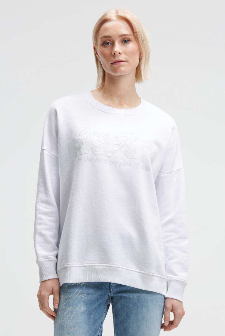 Sweatshirt mit Glitter Rubber Print opticwhite