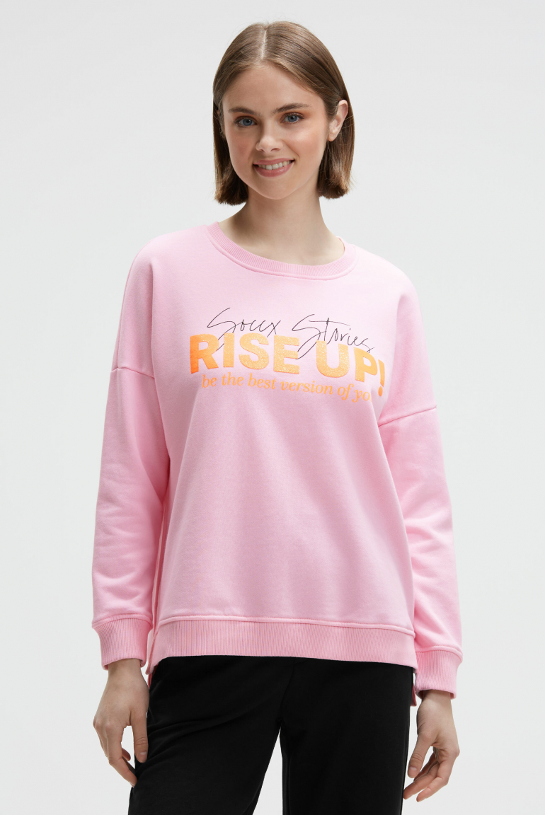 Sweatshirt mit Glitter Rubber Print smooth rose