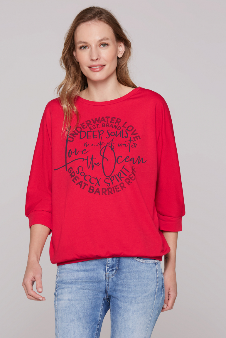 Sweatshirt mit kurzen Fledermausärmeln und Artwork speed red