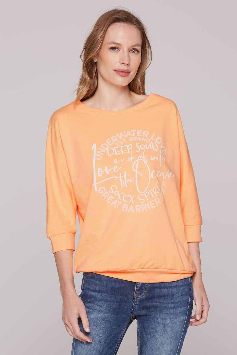Sweatshirt mit kurzen Fledermausärmeln und Artwork sunrise neon