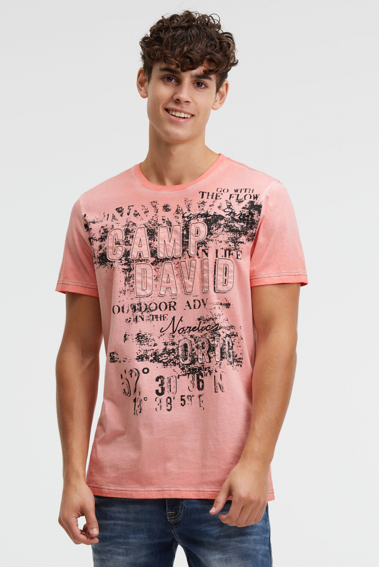 T-Shirt im Used Look mit Logo-Applikationen