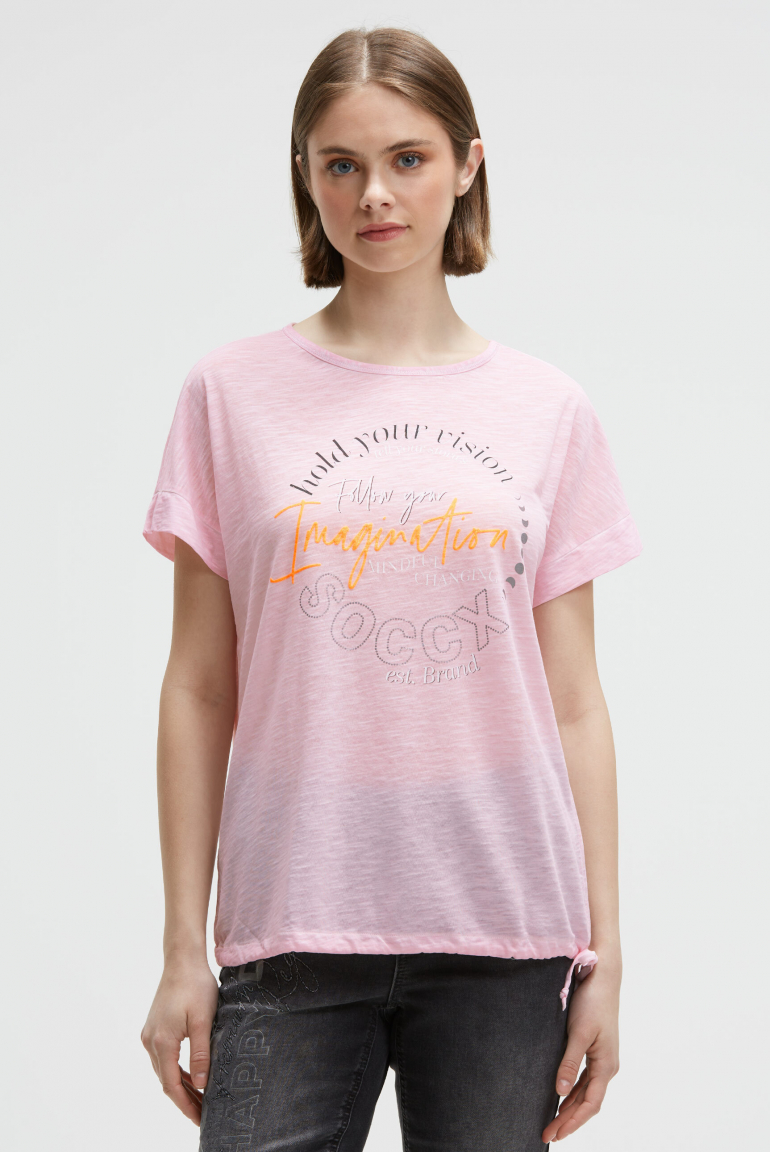 T-Shirt Loose Fit mit Tunnelzugband im Saum smooth rose