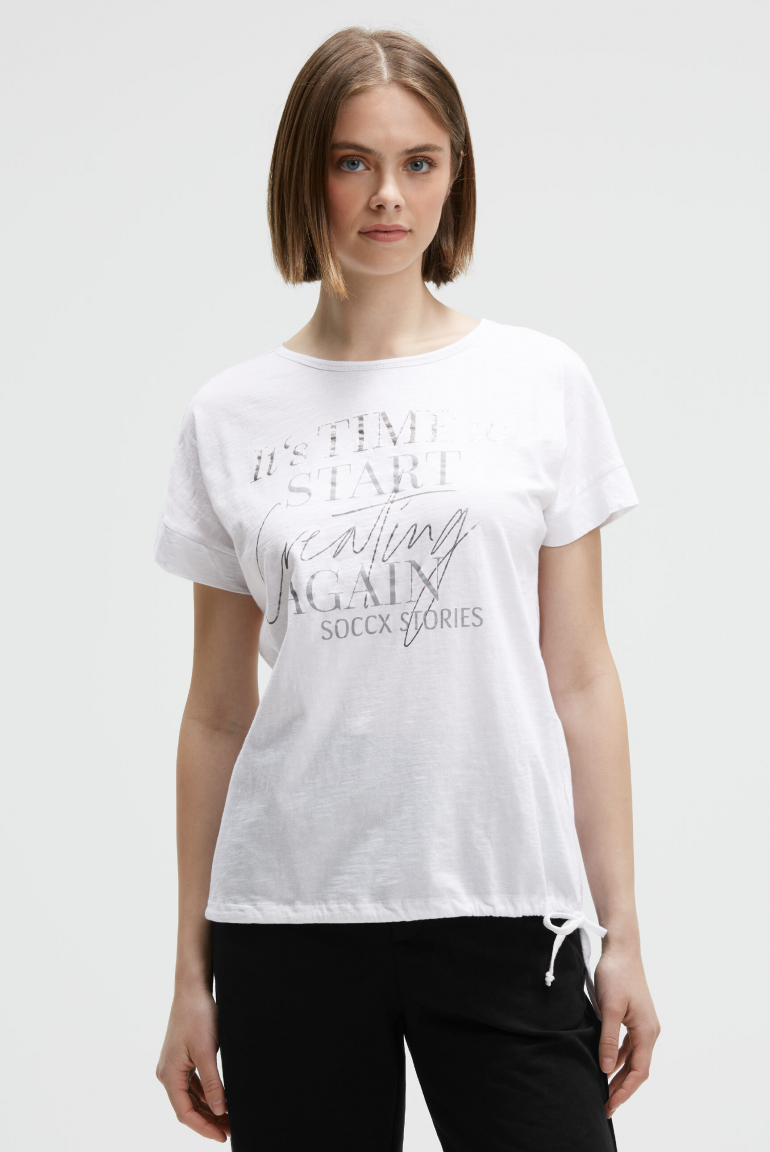 T-Shirt Loose Fit mit Tunnelzugband im Saum opticwhite