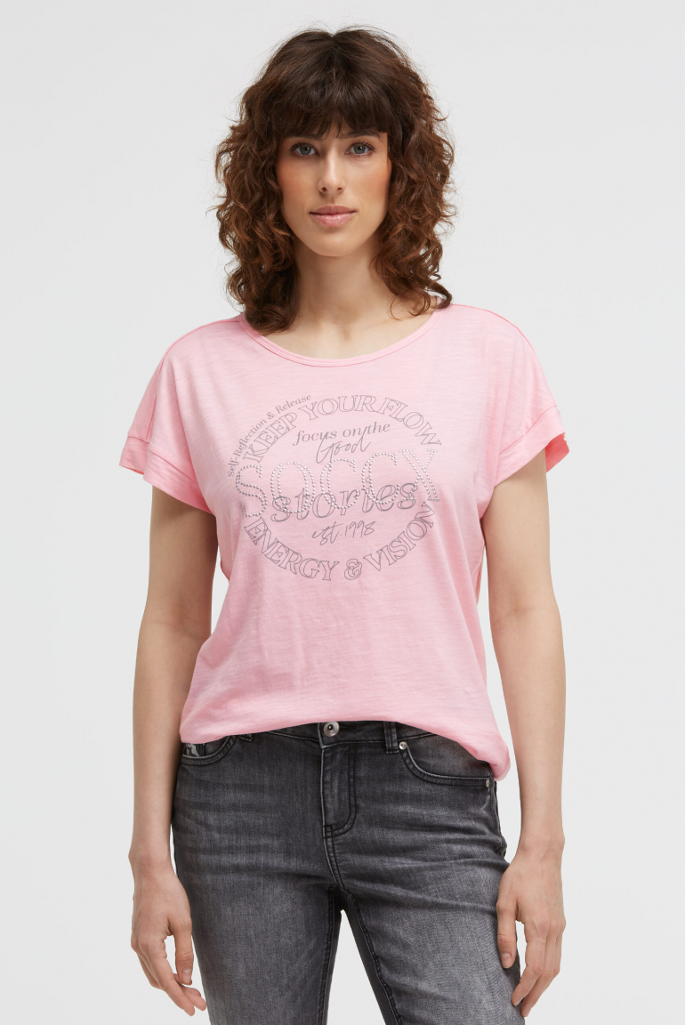 T-Shirt mit Artwork aus Schmucksteinen smooth rose