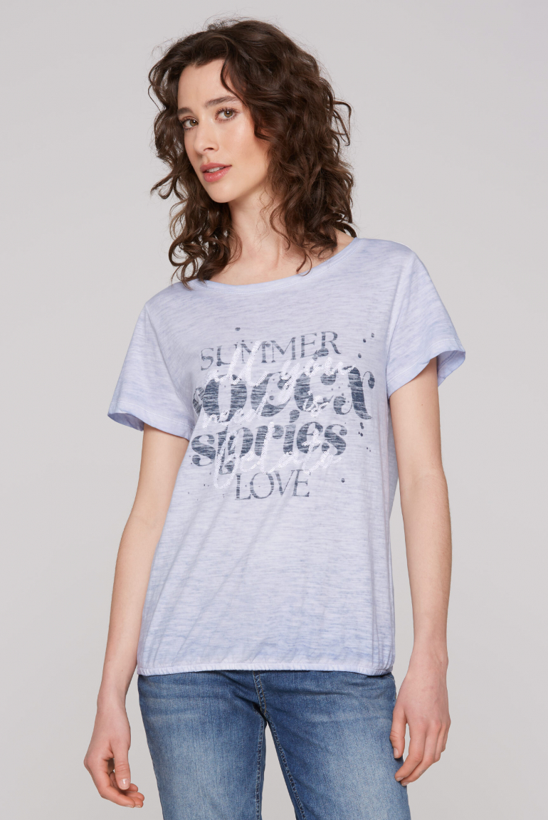 T-Shirt mit Elastiksaum und Artwork