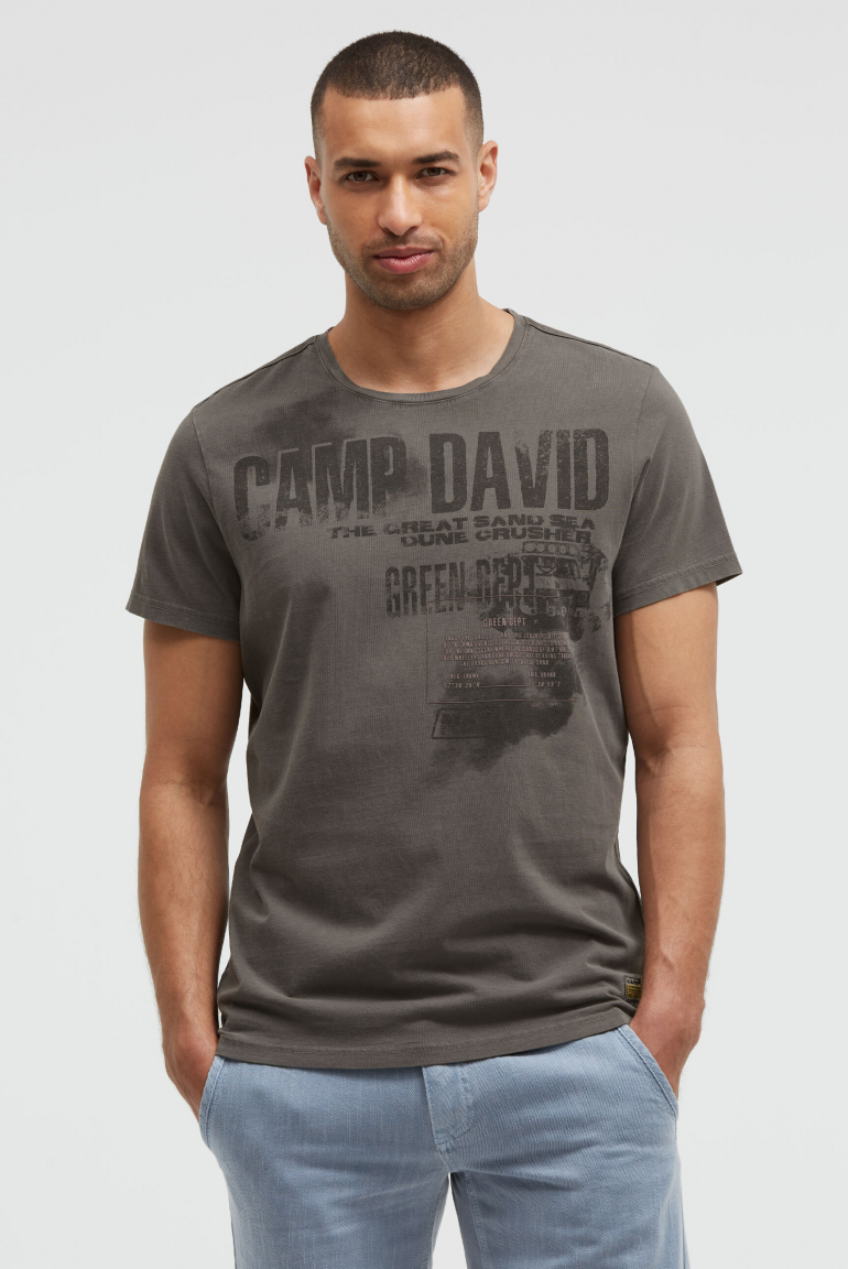T-Shirt mit Photo- und Rubber-Print dark wood