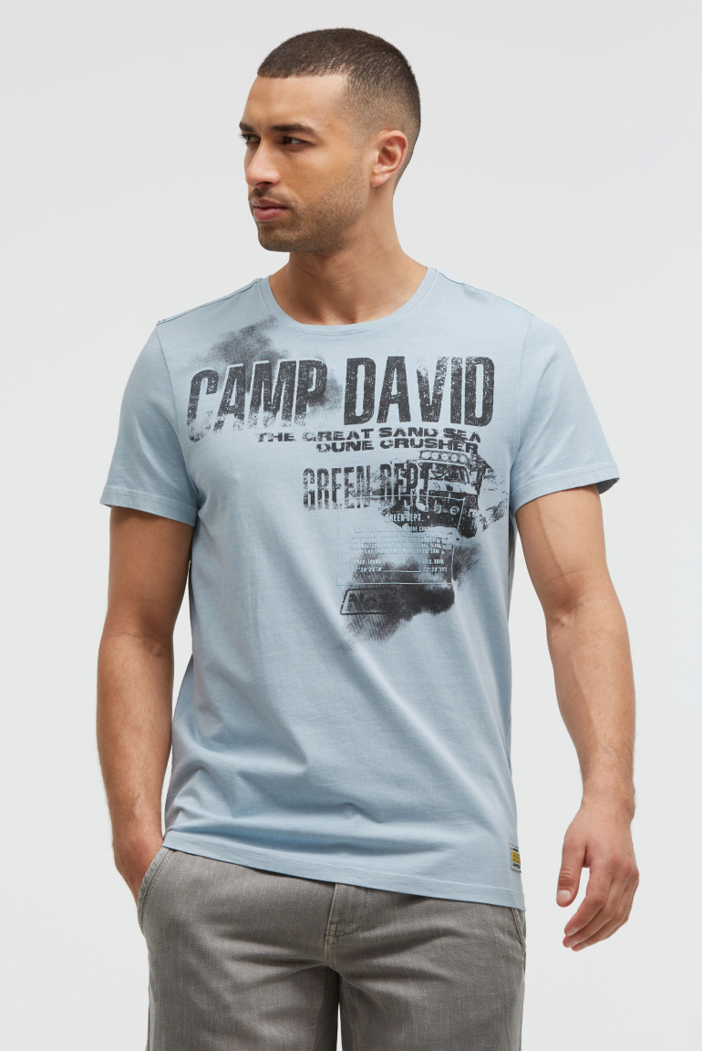 T-Shirt mit Photo- und Rubber-Print silver blue