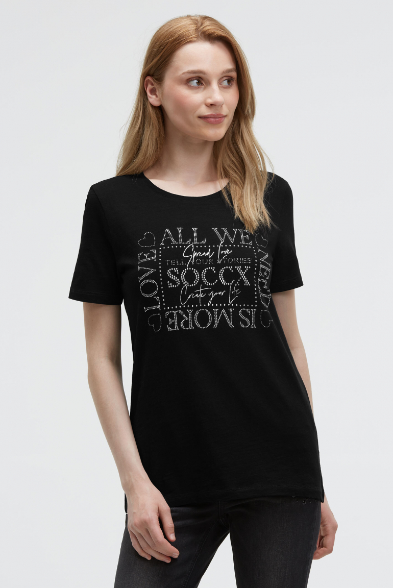 T-Shirt mit Rundhalsausschnitt und Artwork black