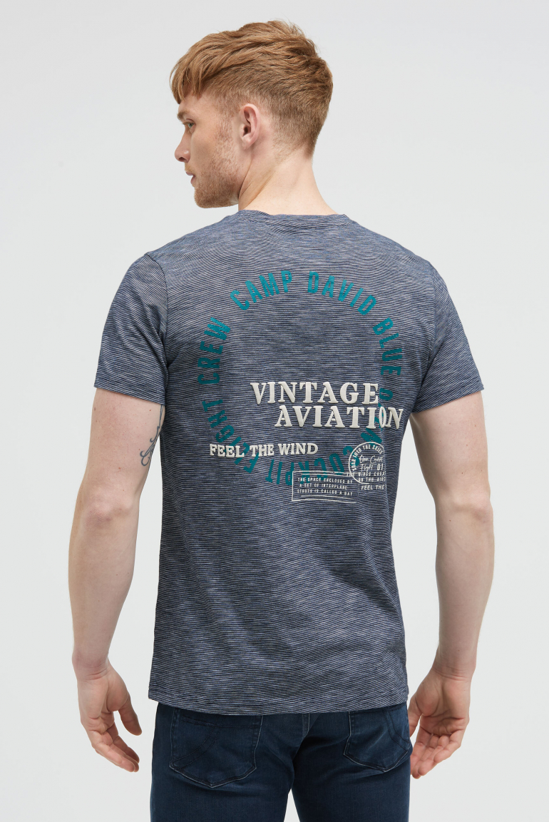 T-Shirt mit Streifen-Design und Rücken-Print blue navy