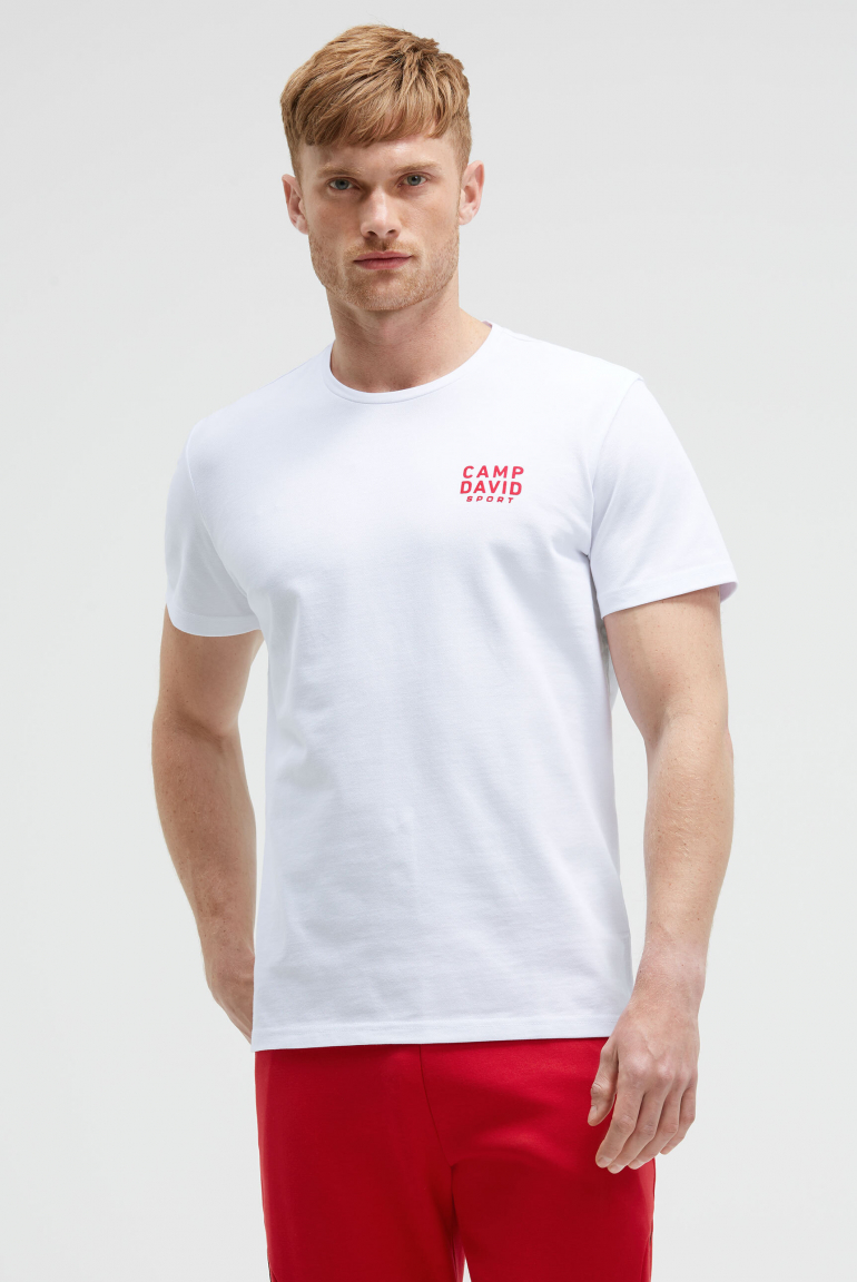 T-Shirt Rundhals aus Baumwoll-Pikee opticwhite