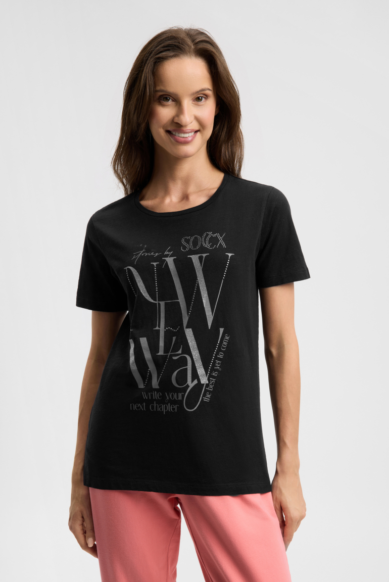 T-Shirt Rundhals mit Artwork black