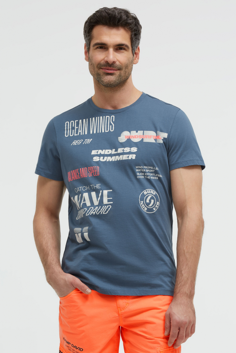 T-Shirt Rundhals mit Artwork harbour blue