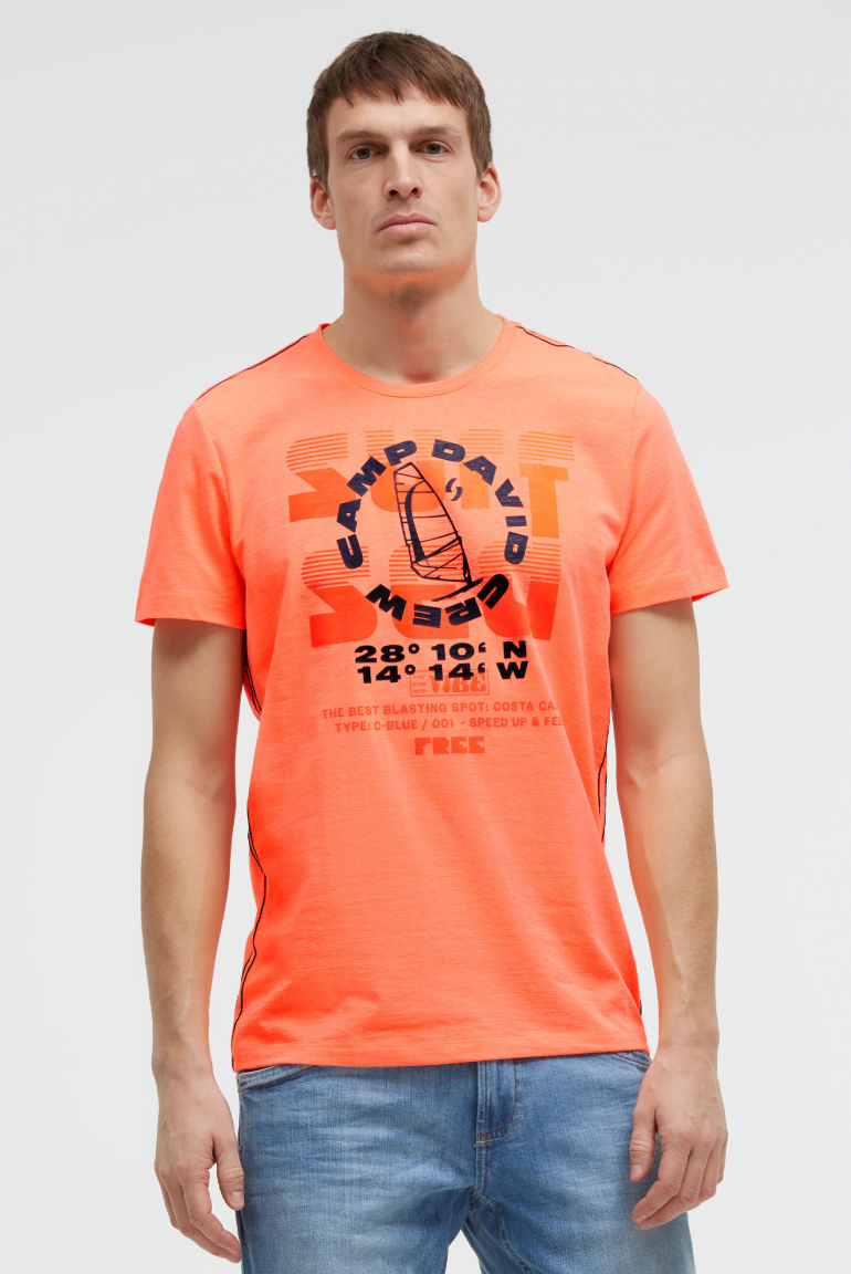 T-Shirt Rundhals mit Artwork neon flame