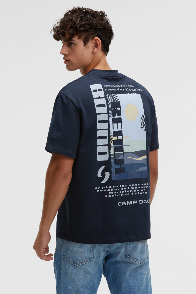 T-Shirt Rundhals mit Back-Print blue navy